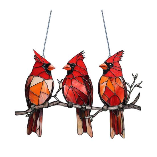 Owl Ornament Stained Glass Blue Green Sun Catcher Enchanting Birds