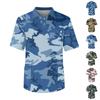 Мужская футболка с коротким рукавом, пуговицами, лацканами, камуфляжным принтом, нагрудным карманом, Dry-nurse
