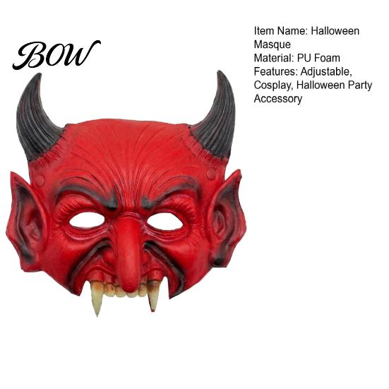 Comfortable Breathable Masque Halloween Demon Foam Masque, Red Devil Scary Half Face Soft for Cosplay, Costume, Masquerade Party Accessories Realistic