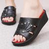 Summer Breathable Fashion Wear Non-slip Slope Heel Sandals Women's Muffin Thick Bottom with High Height Flip-flops