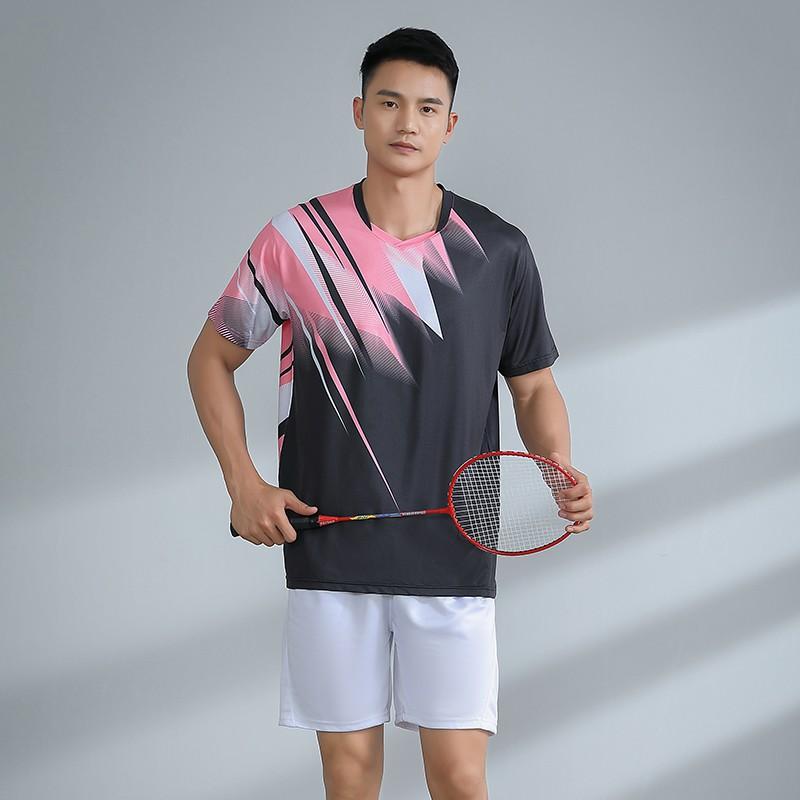 Quick-Dry Badminton Sport Set Men Women Athletic Wear Tennis Volleyball Table Uniform With Number Printing