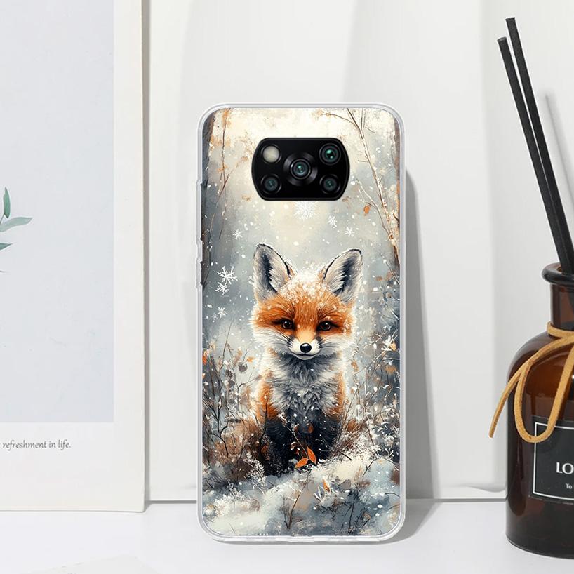 Animal Fox Phone Case For Xiaomi Poco X7 X6 X5 M7 M8 Pro F7 Ultra Redmi 15C 15 13C 13 12C 12 10 10C 10A Art Fundas Poco X7 X6 X5