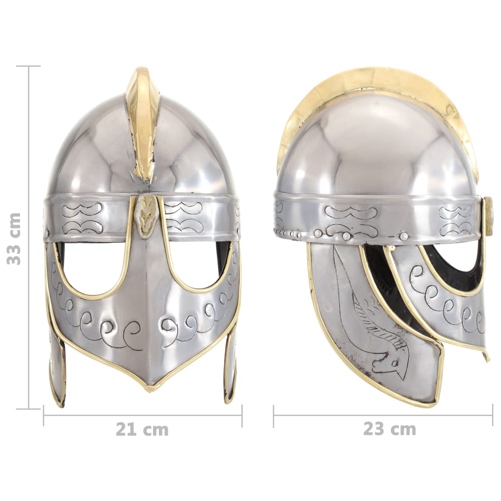 Beowulf Helmet Antique Replica for LARP Silver Steel