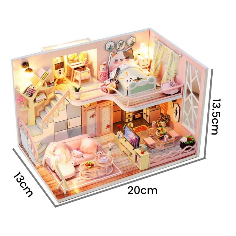Кукольный домик DIY Деревянный набор Домашний румбокс Миниатюрные кукольные домики Чехол Модели для строительства своими руками Наборы Подарки на день рождения