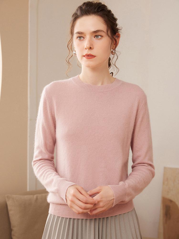 Women's Plus Size Cashmere Sweater - Round Neck, Loose-Fit, Knitted Pullover for Autumn and Winter