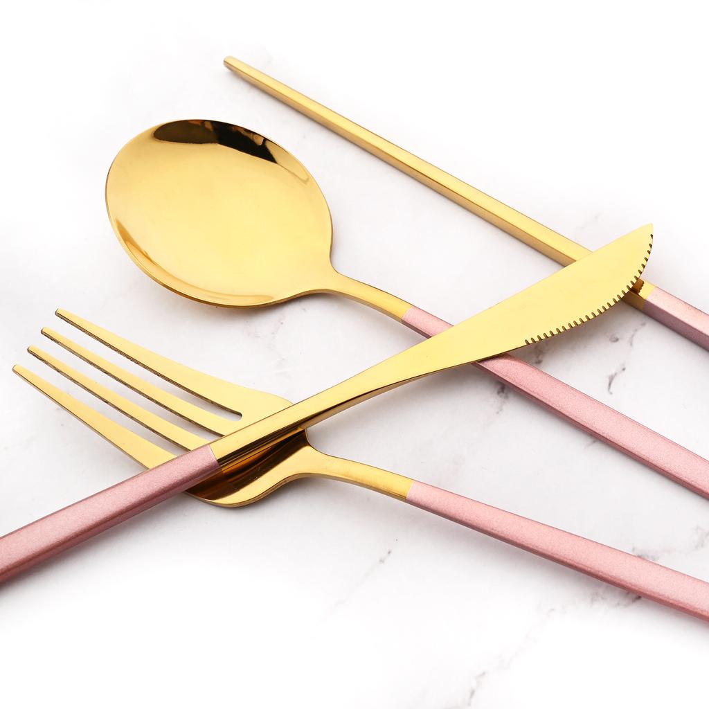 2Pcs Black Stainless Steel Set Cutlery Dinner Fork Chopsticks Portable Dinnerware Set Silverware Western Kitchen Home Tableware