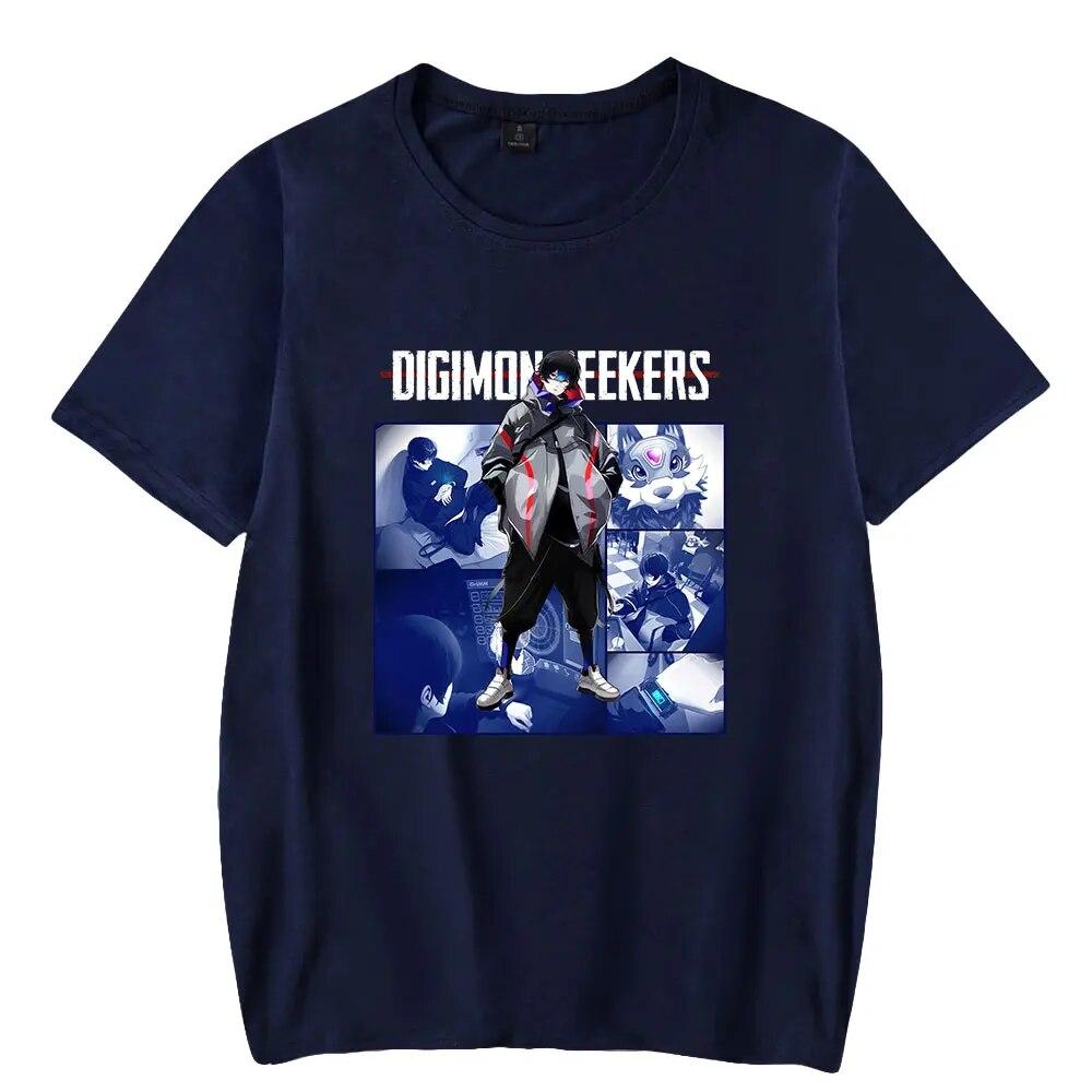 Digimon Adventure Anime 2023 Новая футболка Digimon Seekers с круглым вырезом и короткими рукавами, женская футболка унисекс, одежда в стиле Харадзюку, унисекс