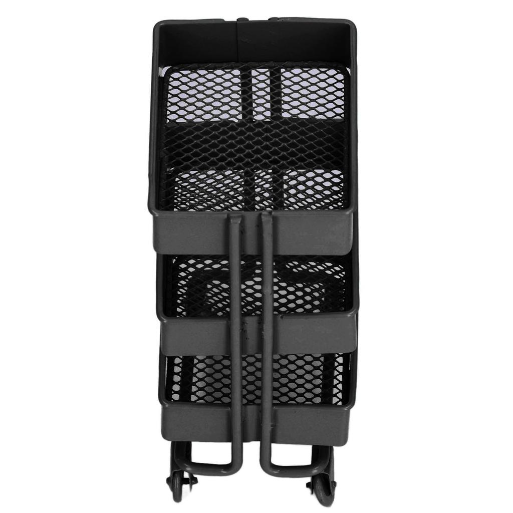 Dollhouse 3 Tier Storage Rack Simulation Movable 1:12 Dollhouse Trolley Rack with WheelsBlack
