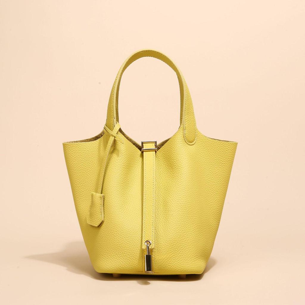 2024 Женская сумка-ведро из натуральной кожи с узором личи - Осенне-зимняя сумка-корзина для овощей