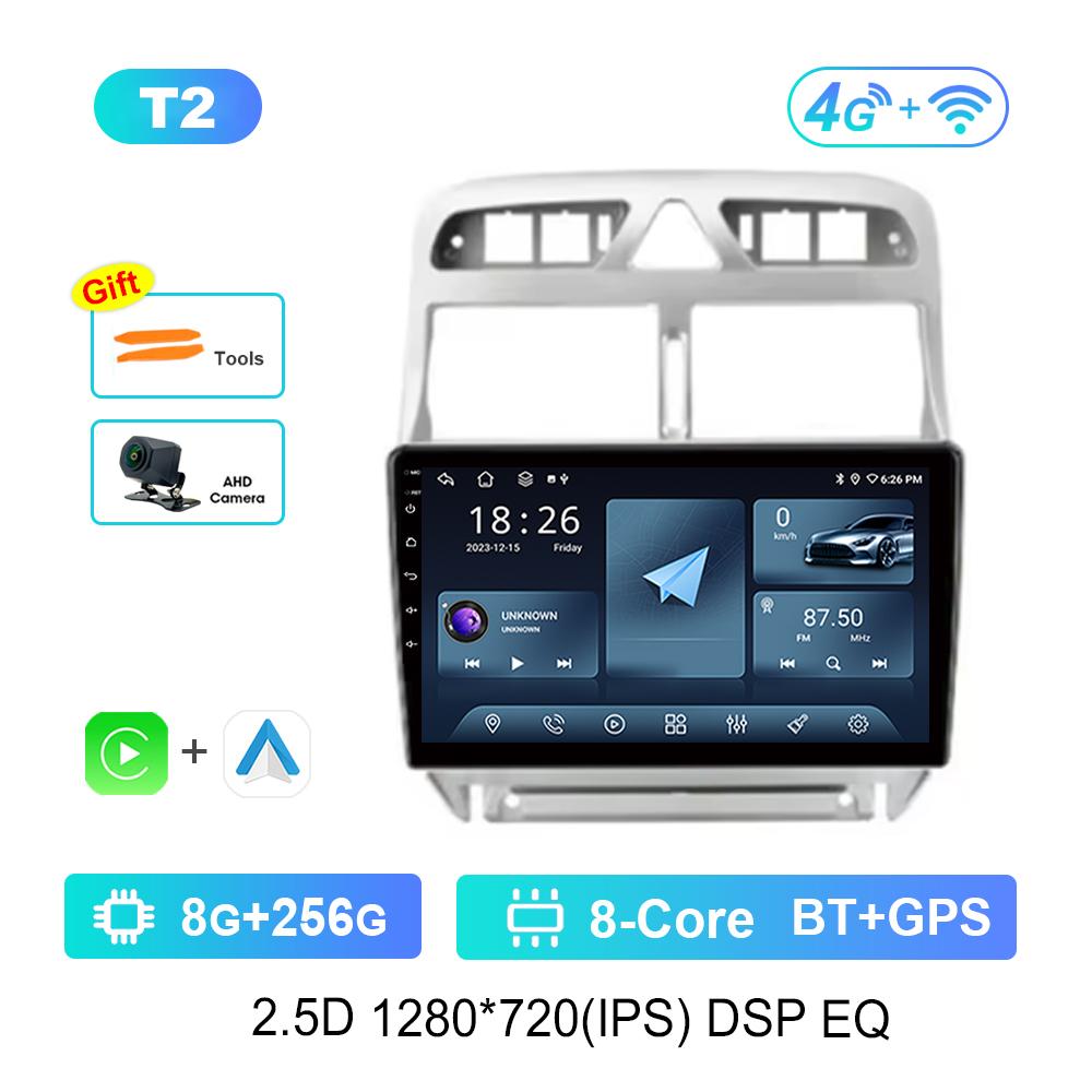 9-дюймовый автомобильный мультимедийный плеер Android для Peugeot 307 307CC 307SW 2004 - 2013 GPS 4G Carplay BT Разделенный экран Автоинструменты