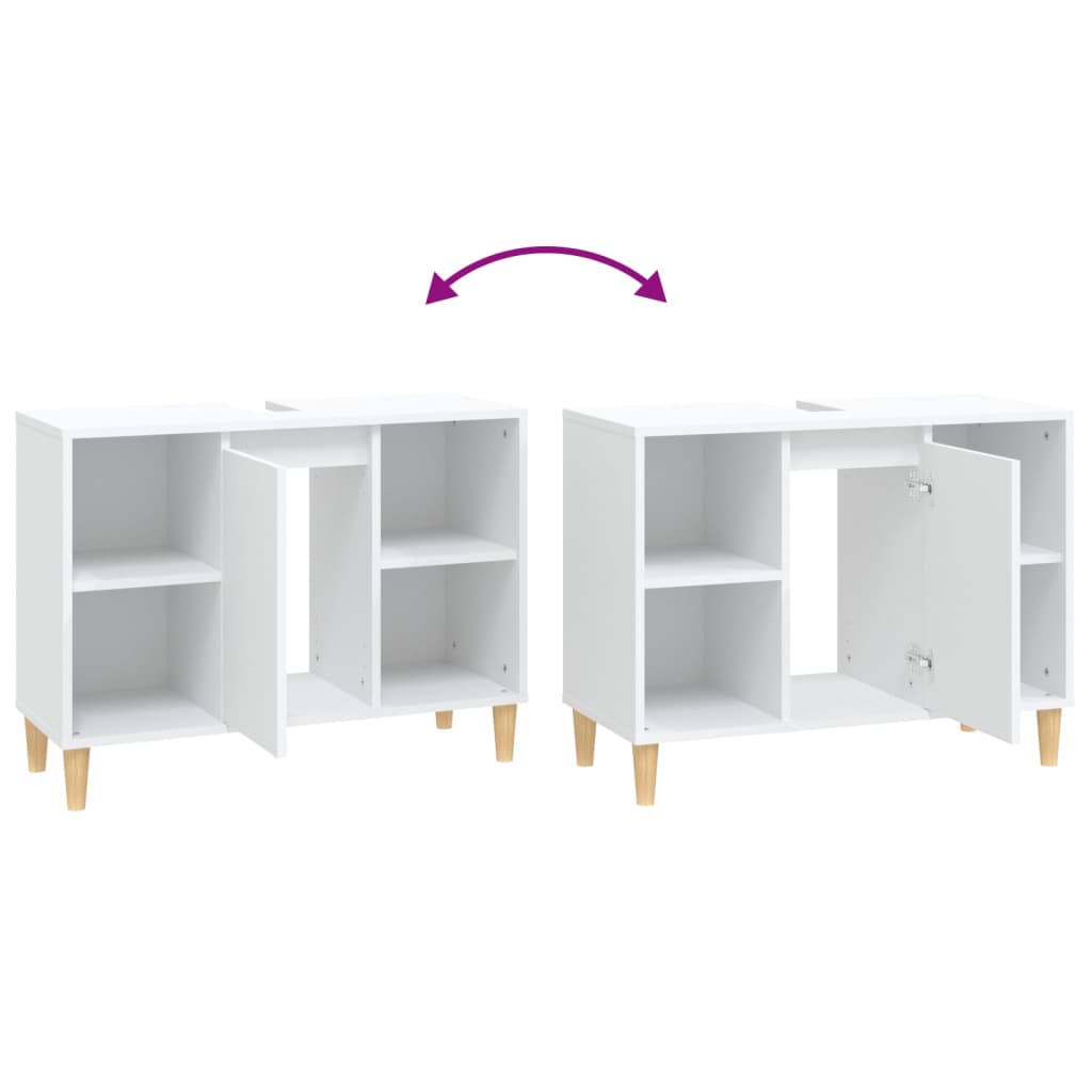 White Bathroom Vanity Cabinet 80 x 33 x 60 cm Engineered Wood