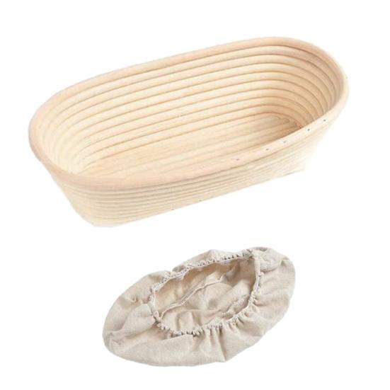 Овальная корзина для брожения из ротанга, крышка для теста для расстойки хлеба с тканевым скребком
