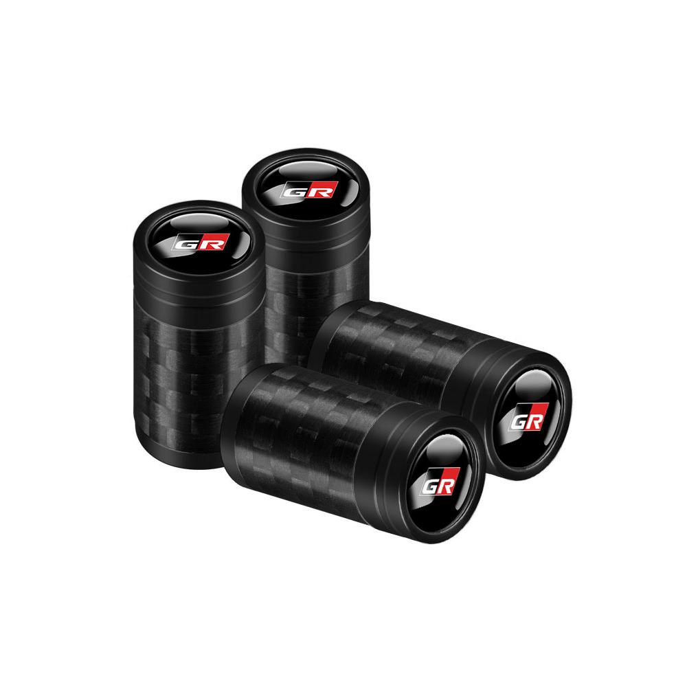 LEKR1 4Pcs Car Decoration 4D Carbon Fiber Wheel Tire Dust Cap For Toyota GR Sport Gazoo Racing Yaris 86 Corolla Hilux Supra C-HR TRD