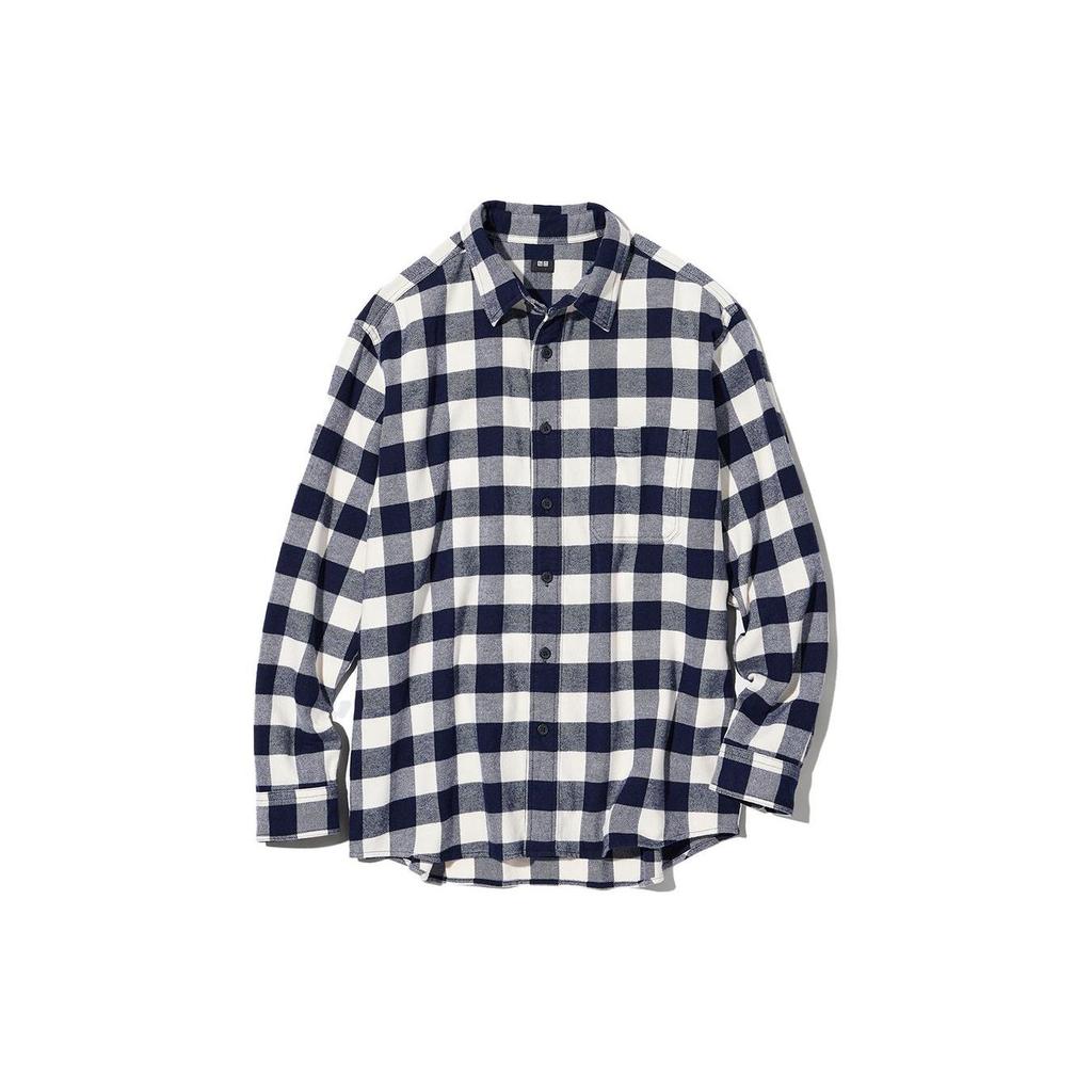 Uniqlo Рубашка в клетку с длинным рукавом Унисекс рубашки 451295-01