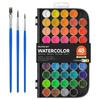 Shuttle Art Solid Watercolor Paint Petit Easy To Fast Large Brush 48 Perfect for Outdoor Sketching and Adult Coloring Books Set, Palette, Color,