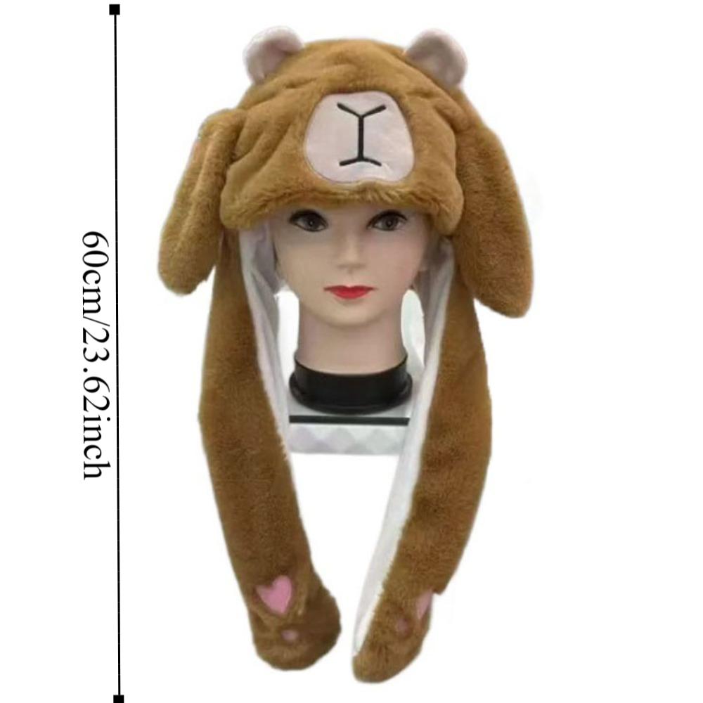 Светящаяся шапка с подвижными ушами в виде капибары, плюшевая шапка в виде панды, игрушки, прыгающая шапка в виде капибары, подарки на день рождения