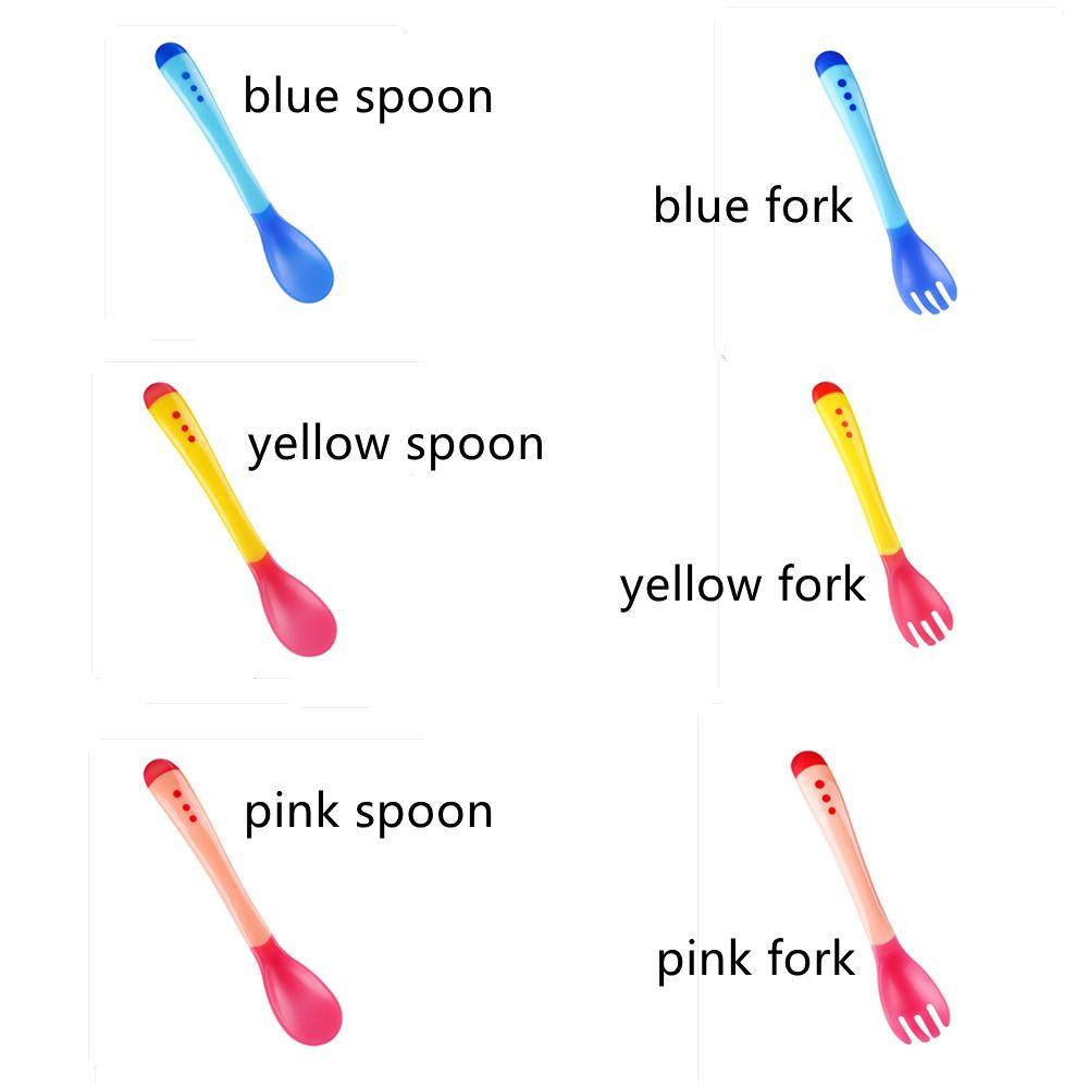 Feeding Tools Feeding Infant Soft Temperature Sensing Spoon Fork Toddler Flatware Silicone Spoon
