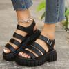 Повседневные сандалии на платформе большого размера женские 2025 новые универсальные удобные сандалии для пляжа с открытым носком