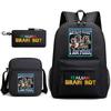 School Bag Tongtongsahur Cartoon Abstract Shanhaijing Primary School Students and Teenagers Backpack Three-piece Set L