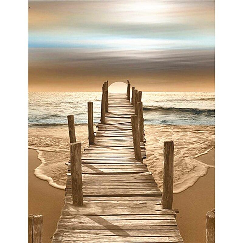 DIY пейзаж 5D алмазная живопись полная круглая дрель живописная Алмазная художественная вышивка крестиком закат украшение дома