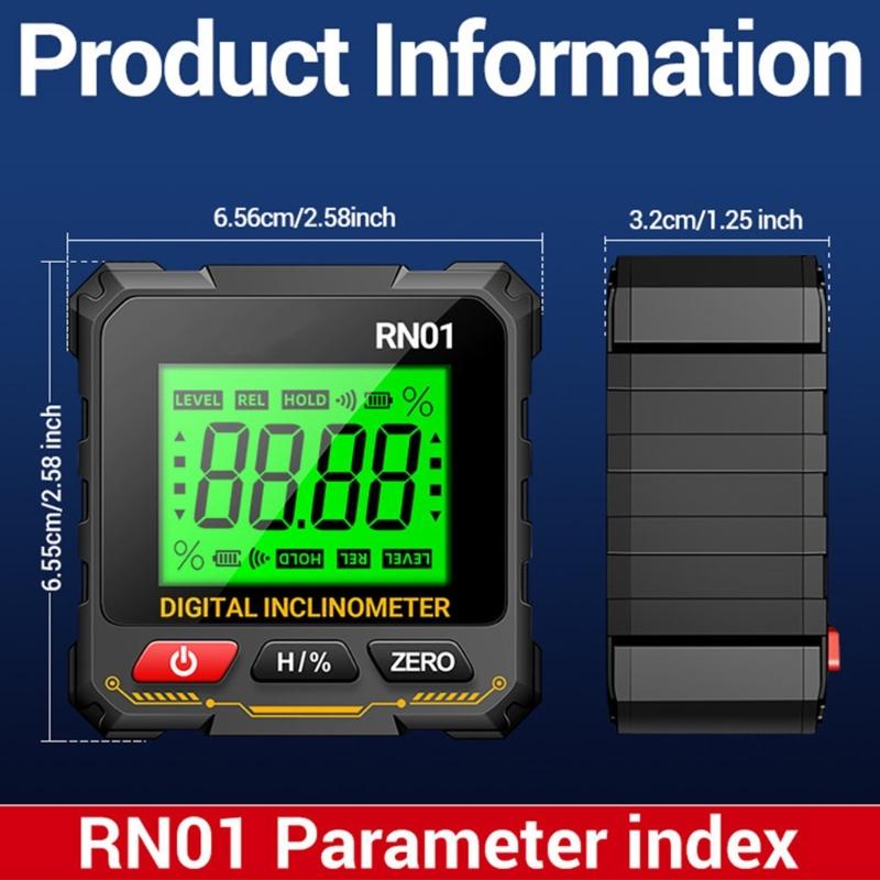 Цифровой уровень-коробка с сильным магнитным основанием, 2 режима измерения, светодиодный дисплей, угломер для прецизионной калибровки