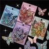2025 20pcs Crystal Laser Butterfly Waterproof PET Stickers Scrapbooking DIY Decorative Journaling Craft Stationary Supplies 2024