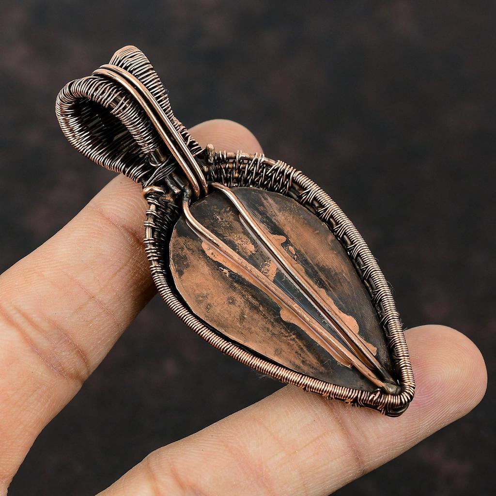 Подвеска в виде лица из резной кости, фиолетовая, обмотанная медной проволокой, подвеска из радужного лунного камня, ручная работа, медное ювелирное украшение, подвеска из драгоценного камня, свадебный подарок