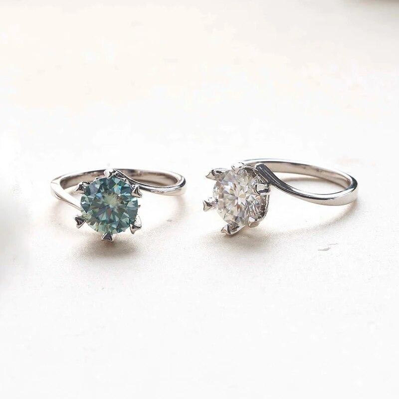 Bague Ringen S925 Набор с муассанитом цвета D, классическое женское кольцо с шестью когтями и снежинкой в один карат, с покрытием из 18-каратного золота