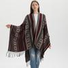 Vintage Tassel Split Women's Shawl New Imitation Cashmere Knitted Scarf Thickened Travel Knitted Cape