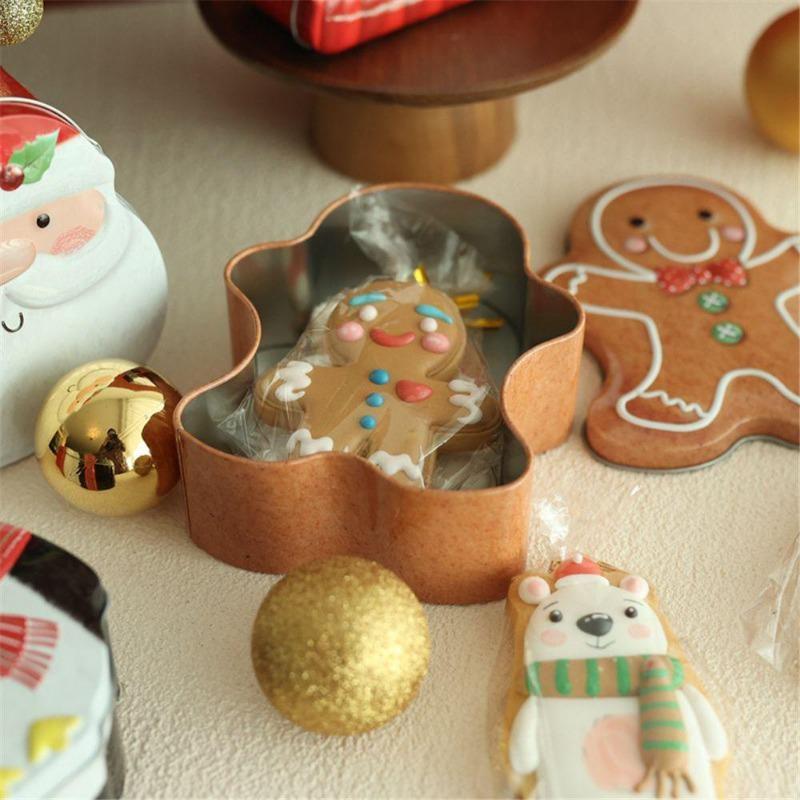 Gingerbread Man Iron Gift Sugar Box Christmas Merry Home Decoration New Year Christmas Gift Box Christmas Decoration 1 Piece