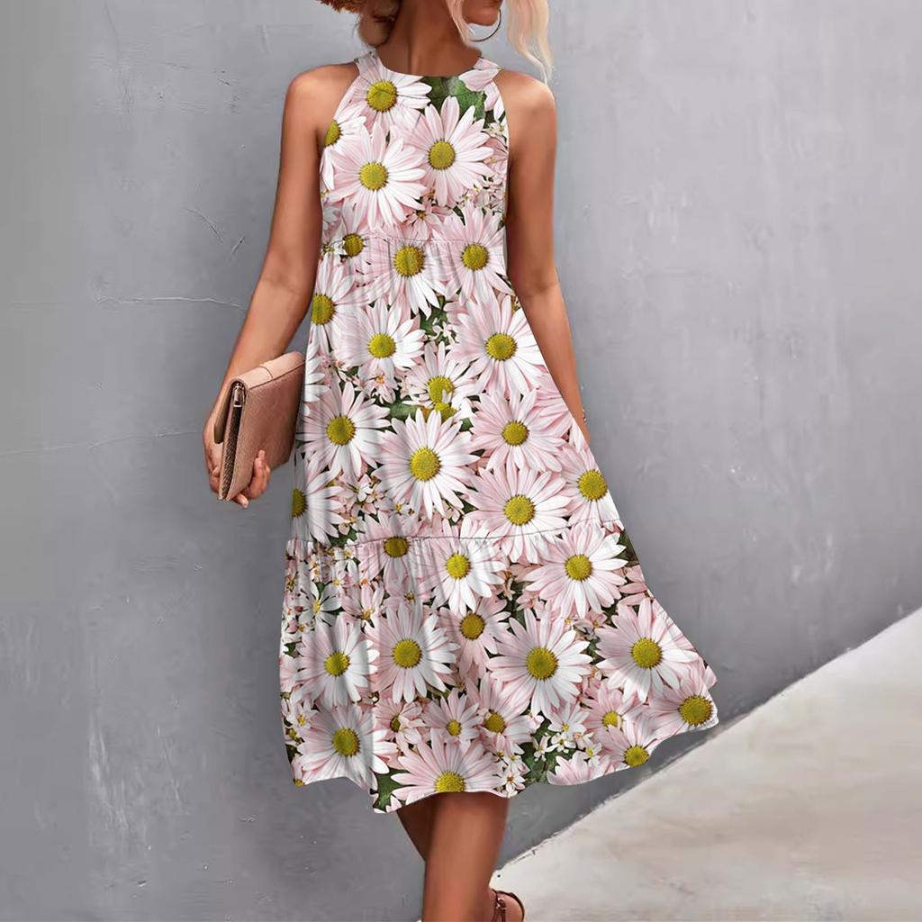 Женские летние платья без рукавов с принтом ко Дню святого Валентина, свободные, повседневные, с висячим вырезом, пляжные платья