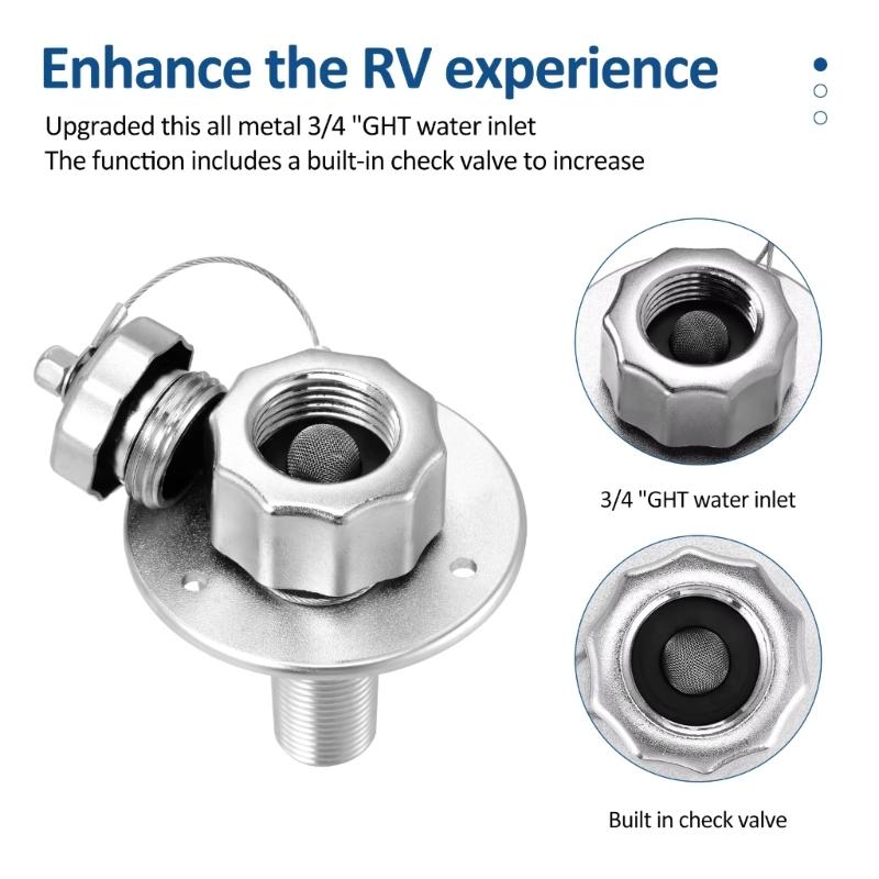 3/4 RVs Water Inlet Check Valves City Water Inlet Corrosion Resistant Stainless Steel Not Return Flow Control
