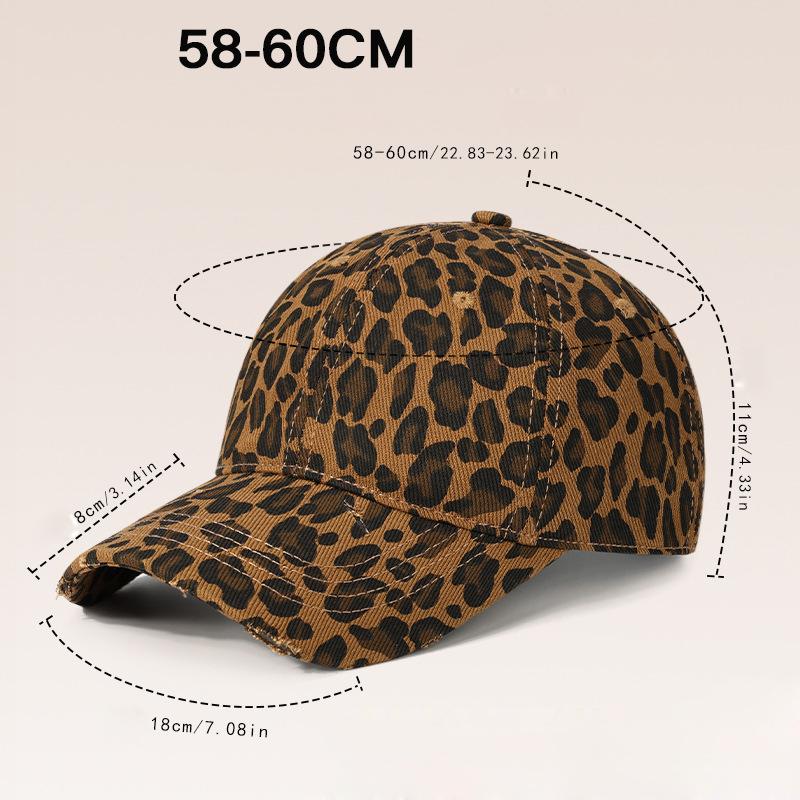 Women Baseball Cap Leopard Print Cap Ripped Sunshade Hat