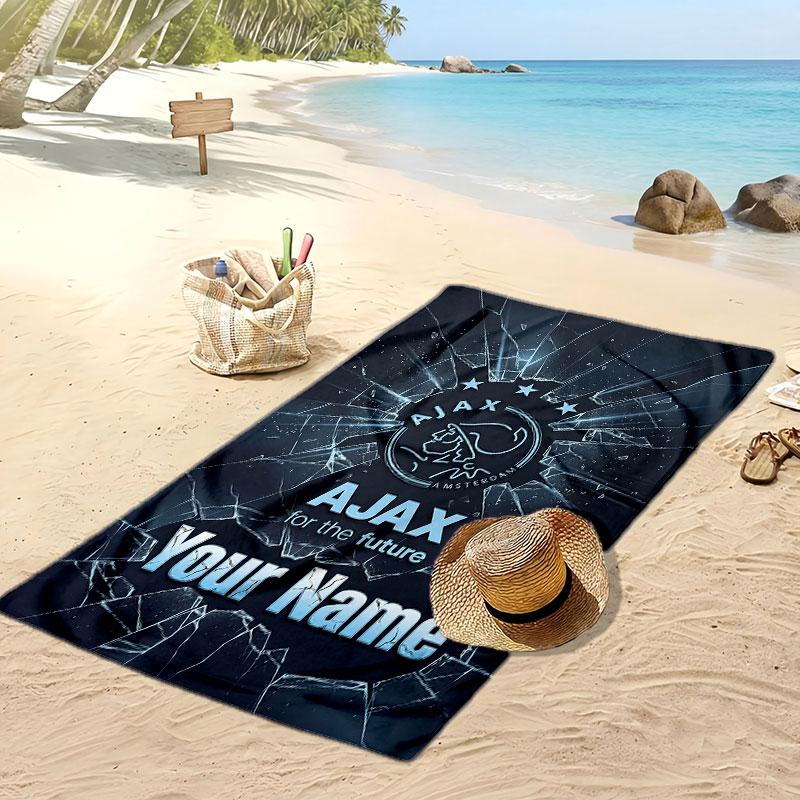 Ajax Amsterdam Personalized Printed Beach Towel Soccer Logo Support Custom Name Text Absorbent Towel For Sport Travel Special Gift
