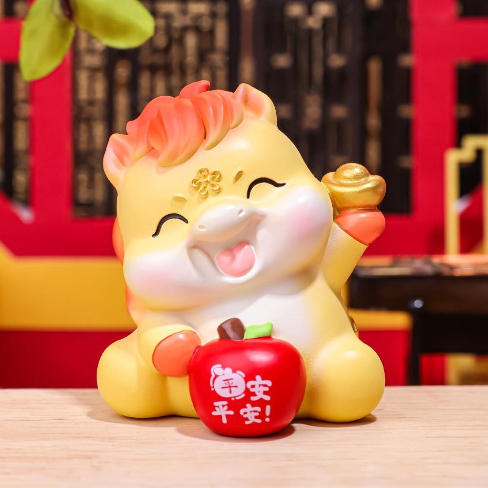 Resin Zodiac Horse Ornament Cartoon Desktop Decoration Traditional Horse Year Mascot Gift