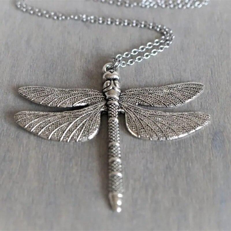 Large Dragonfly Pendant Long Chain Necklace Boho Long Necklace Good Luck Butterfly Necklace for Women