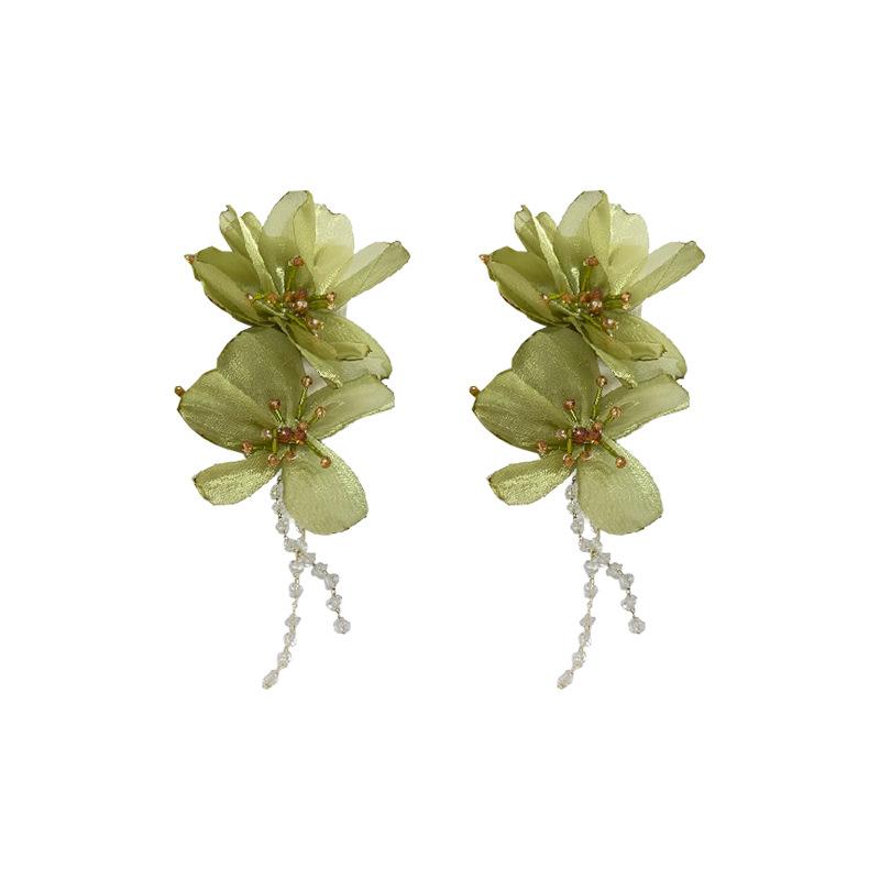 Эффектные Серьги в Отпускном Стиле с Цветами из Кружева и Хрустальными Кисточками, Элегантные Серьги Высокого Качества для Женщин
