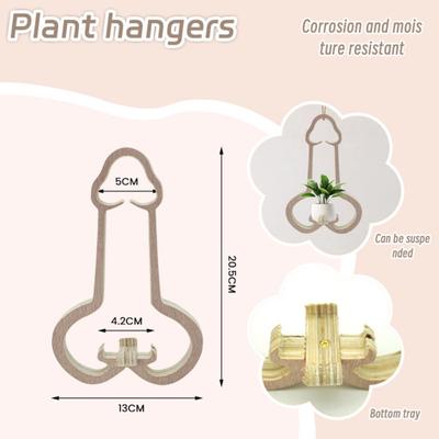 Деревянный пенис, подвесной держатель для растений, прочный, для фермерского дома, в деревенском стиле, для внутреннего и наружного сада, подвесной цветочный горшок, стойка для дисплея, вешалка, украшение