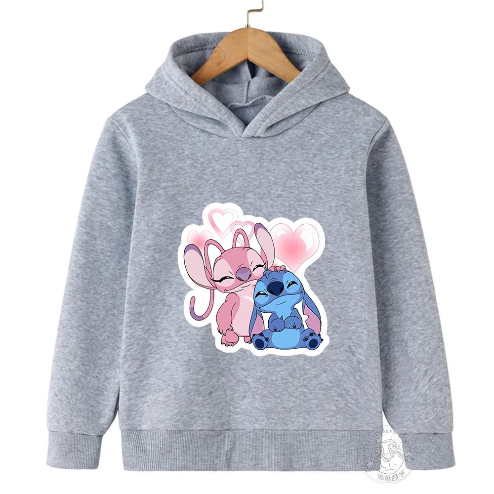 Толстовки MINISO Stitch Уличная мода Свитер для мальчиков и девочек Детский спортивный пуловер Толстовка для занятий спортом на открытом воздухе детская одежда