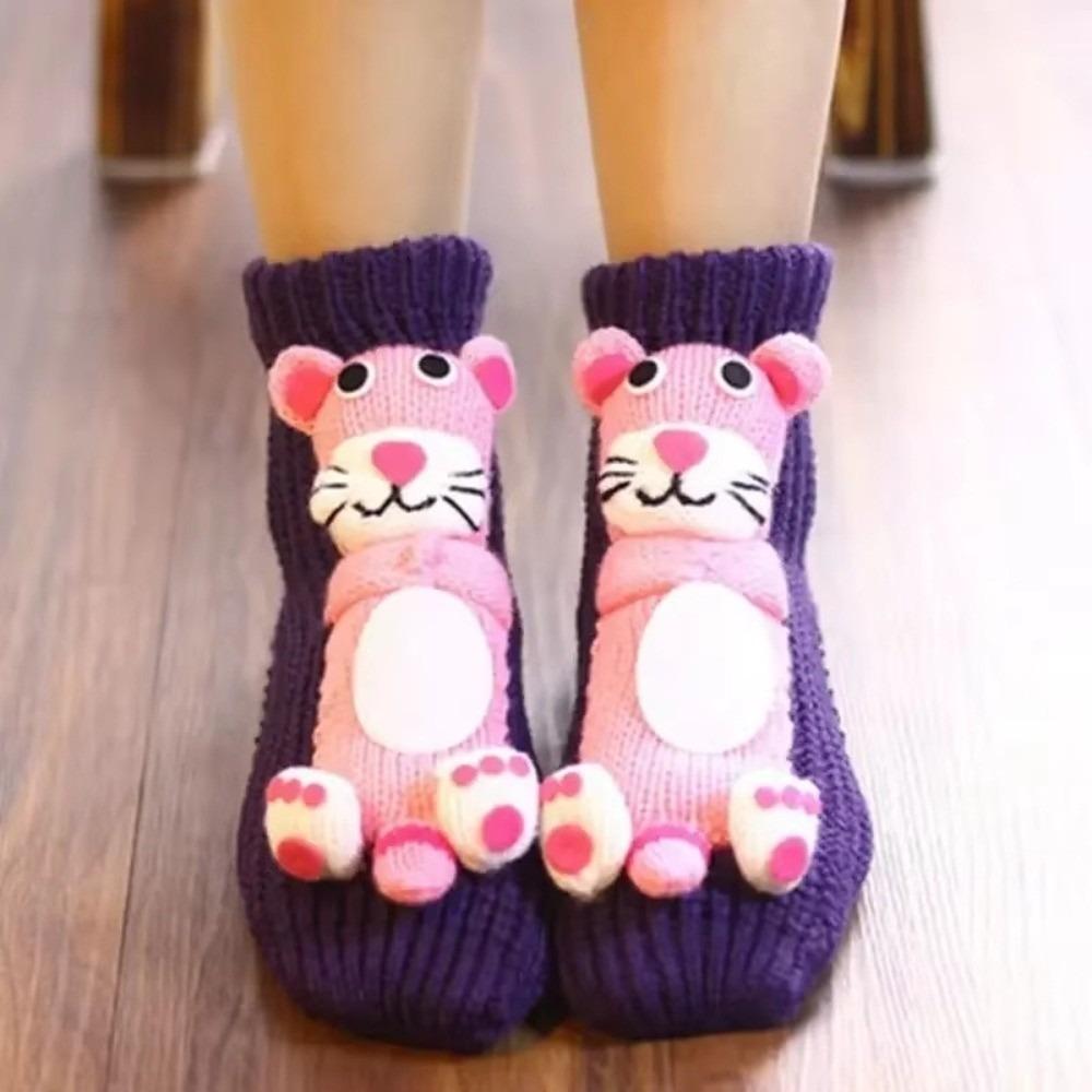 Hand Crocheted Animal Socks Thick Novelty Floor Socks New Funny Socks for Men & Women