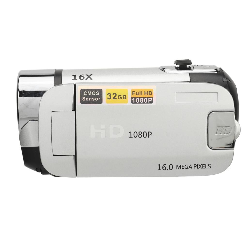 Цифровая камера, HD 1080P, 16 МП, 2,4-дюймовый поворотный экран, Видеокамера, 16-кратный зум, Рекордер, Заполняющий свет (Серебряный)