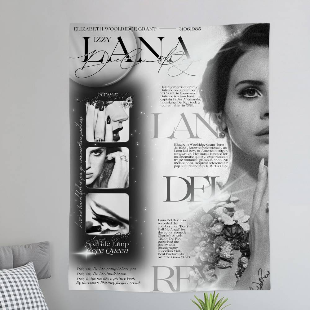 Singer LLana DDel RRey Printed Large Wall Tapestry Hanging Tarot Hippie Wall Rugs Dorm Home Decor