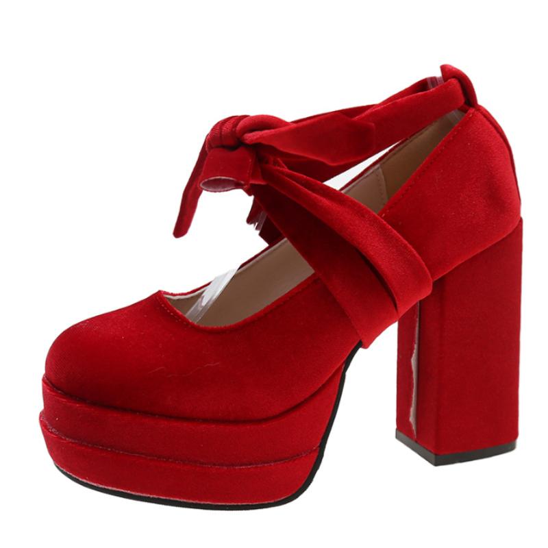 Дизайнерские туфли Мэри Джейн на платформе для женщин, женская модная обувь на толстом высоком каблуке с перекрестными шнурками, женские элегантные туфли-лодочки
