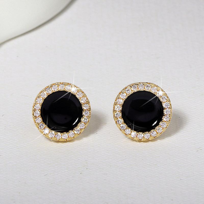 Luxury Shiny Zircon Black Love Heart Stud Earrings For Women Fashion Wedding Party Jewelry  Girls Gifts