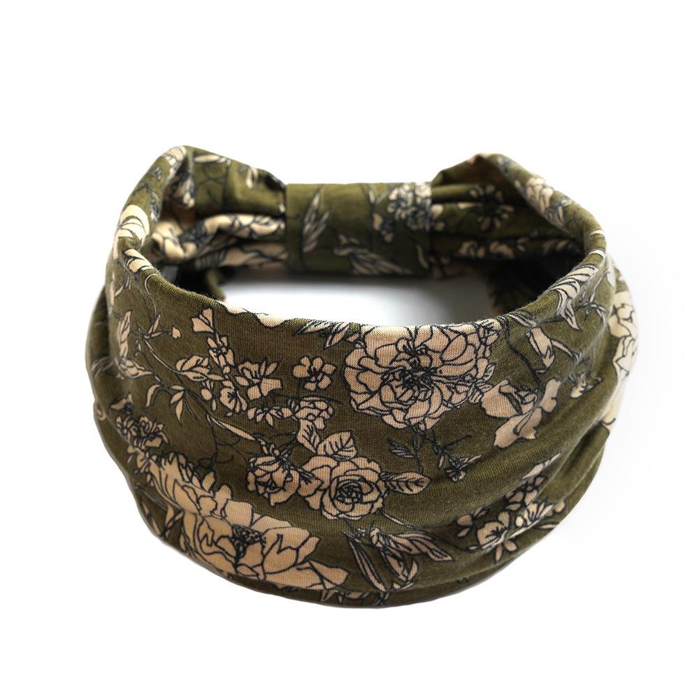 New Boho Cotton Wide Headband for Women Cashew Leopard Flower Print Turban Headwrap Knot Hairband Bandana Girls Hair Accessories