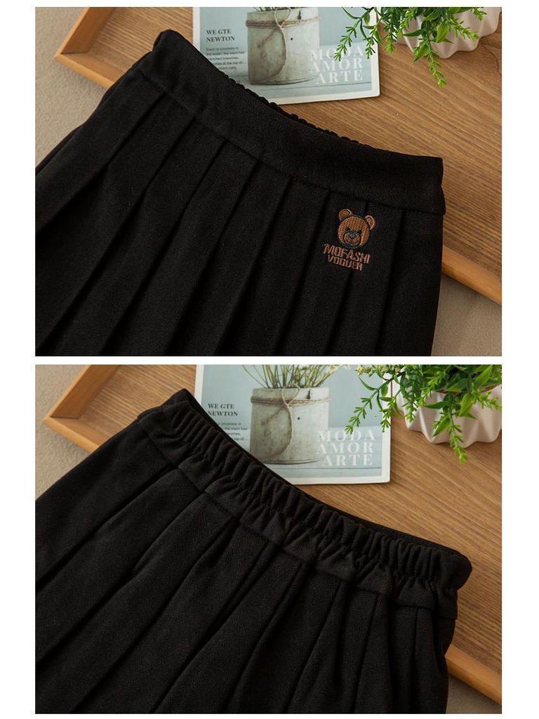 Клетчатая плиссированная юбка для девочек - Осень/Зима 2023, Модная короткая юбка в корейском стиле