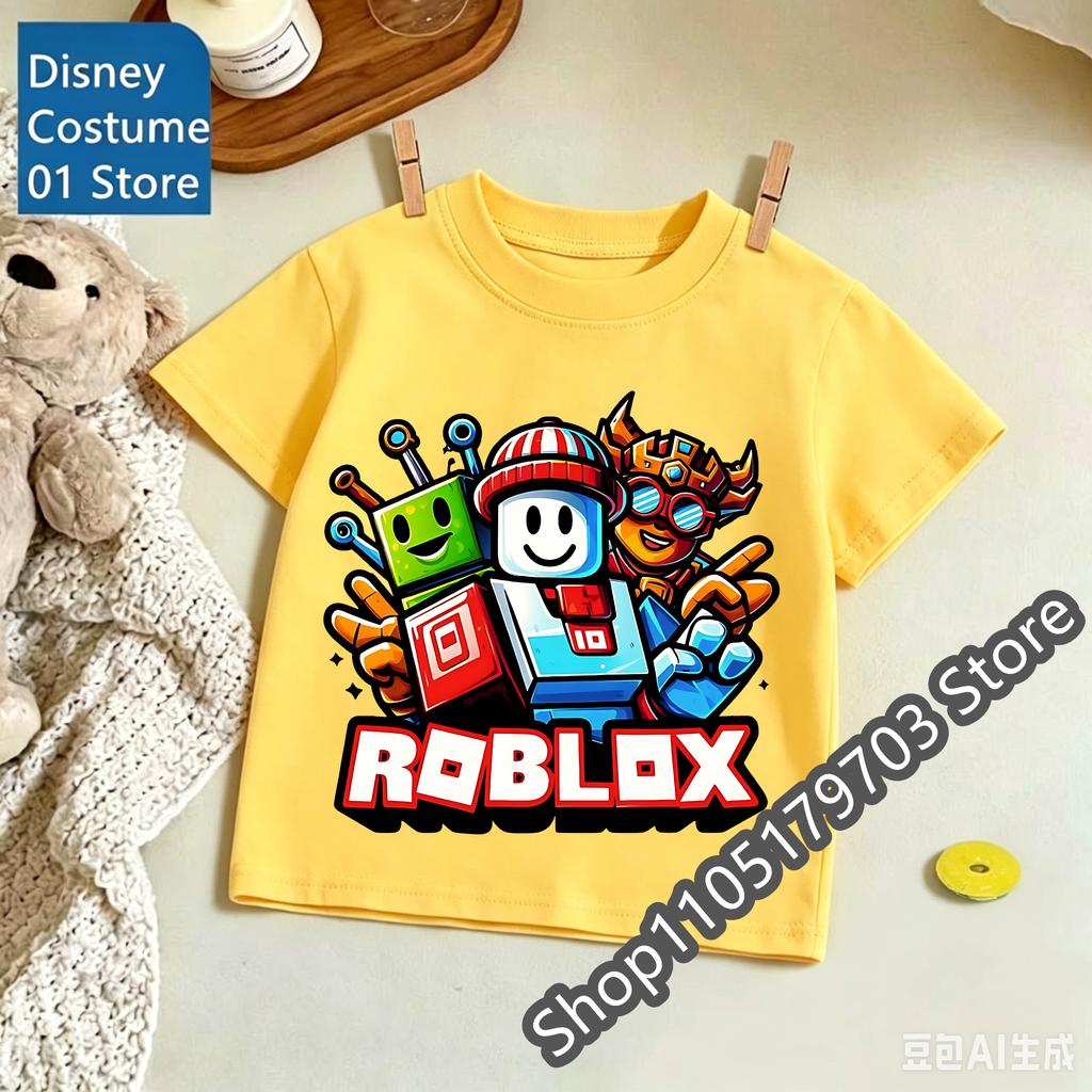 2026 Roblox T Shirt for Kids Summer Fashionable Short Sleeve Tee Boys Girls Casual Gaming Print Soft Childrens Tops
