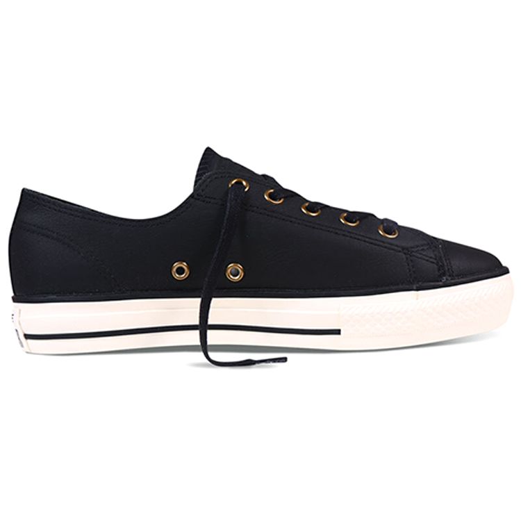 Converse Chuck Taylor All Star Кожаные Повседневные Нескользящие Прочные Низкие Кеды для Скейтбординга Женские Кроссовки Черные 551535C
