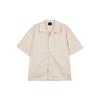 Essentials Embroidered Logo Retro Casual Single-Breasted Soft Collar Short Sleeve Shirt Men Tops Khaki FN4626-203