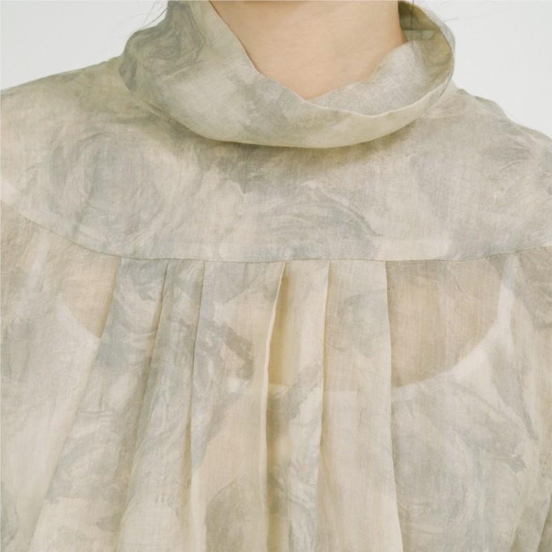 Johnature Women Vintage T-Shirts Spring Print Floral High Quality Tees Long Sleeve Turtleneck Fold Women T-Shirts